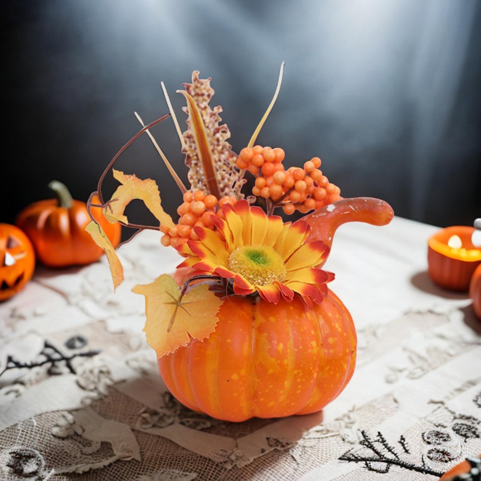 Artificial Pumpkin Flower Photo Props Ornament for Desk Bedroom Thanksgiving Flower
