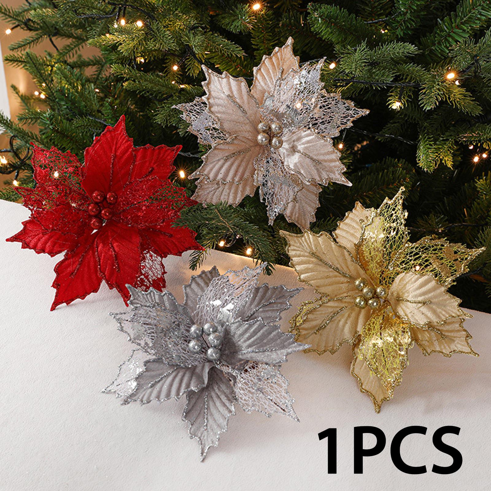 Christmas Poinsettia Artificial Flowers Simulated Christmas Flower for Party Champagne