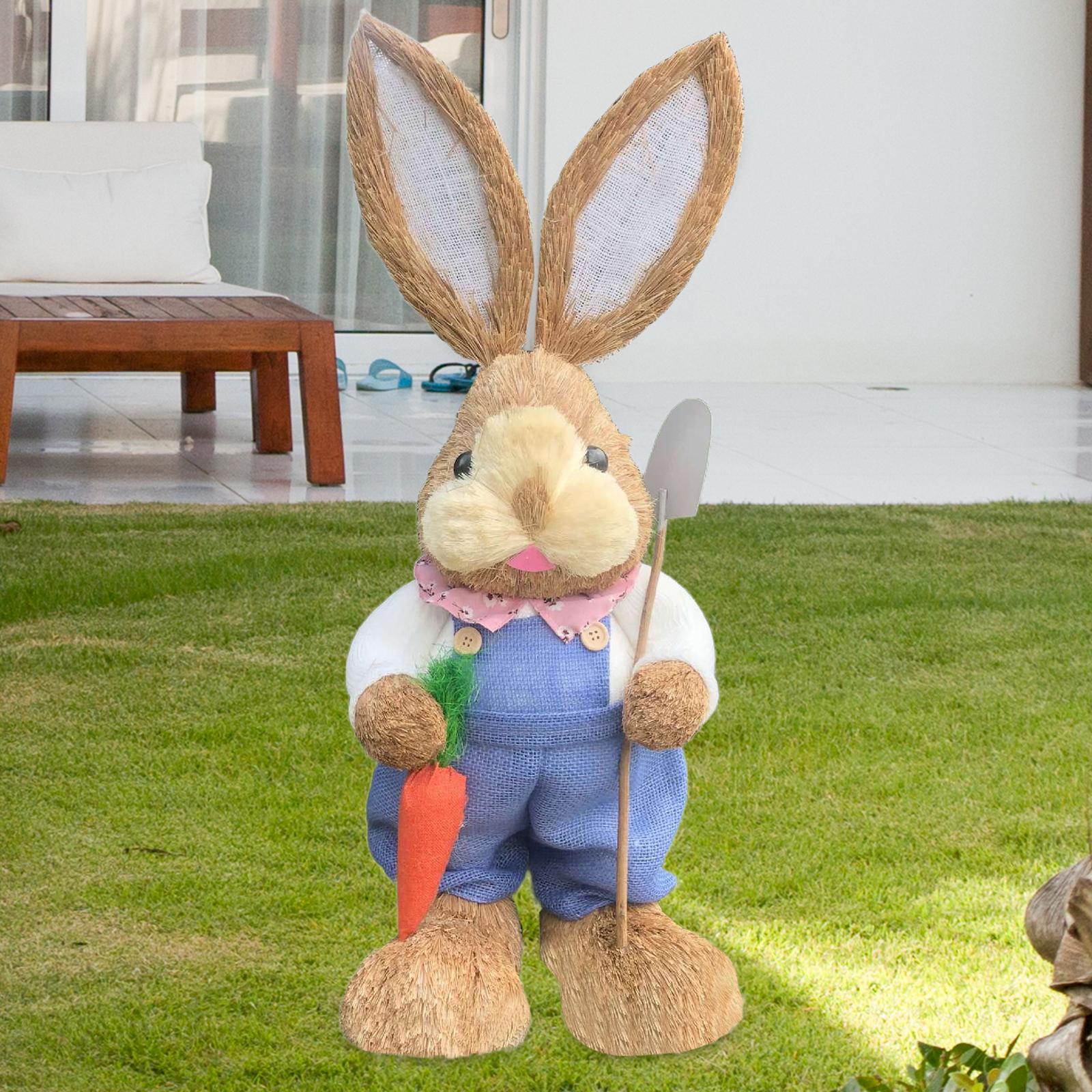 Easter Bunny Figurine Cartoon Easter Decor for Yard Indoor Outdoor Bookshelf Style D