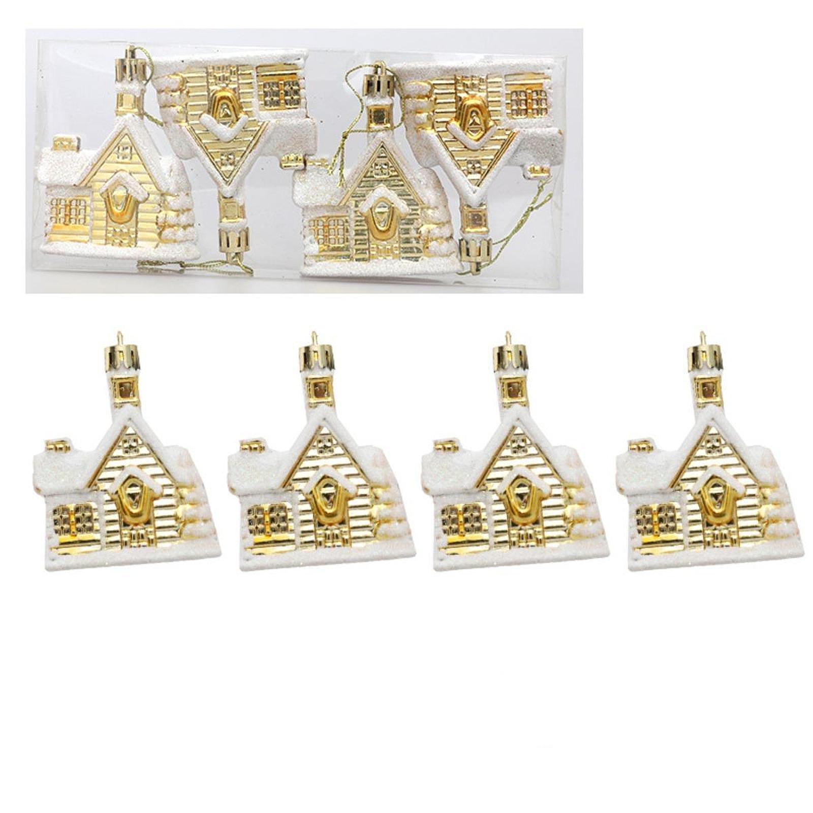 4Pcs Christmas Tree Ornament Gift Pendant for Holiday Farmhouse  Gold