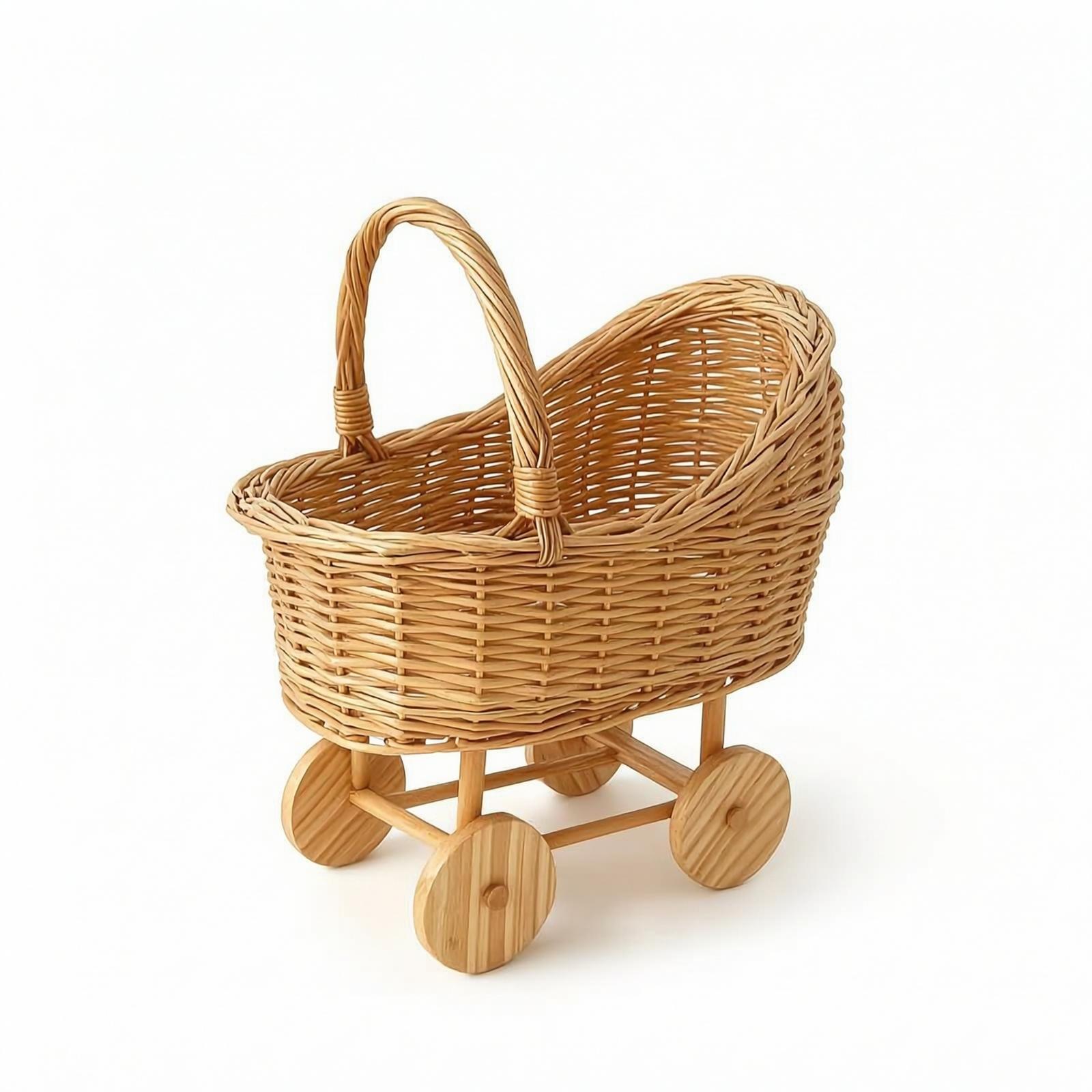 Wicker Pushcart Toy Pram