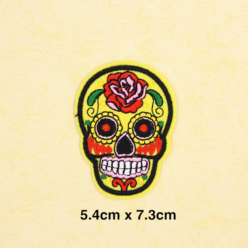 3x8pcs Sew On / Iron On Applique Embroidery Skull Patch Biker Cloth Sticker