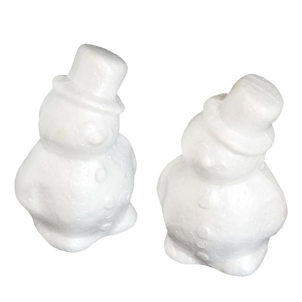 2x2pcs 17cm White  Polystyrene Styrofoam Foam Snowman for Party Xmas Craft