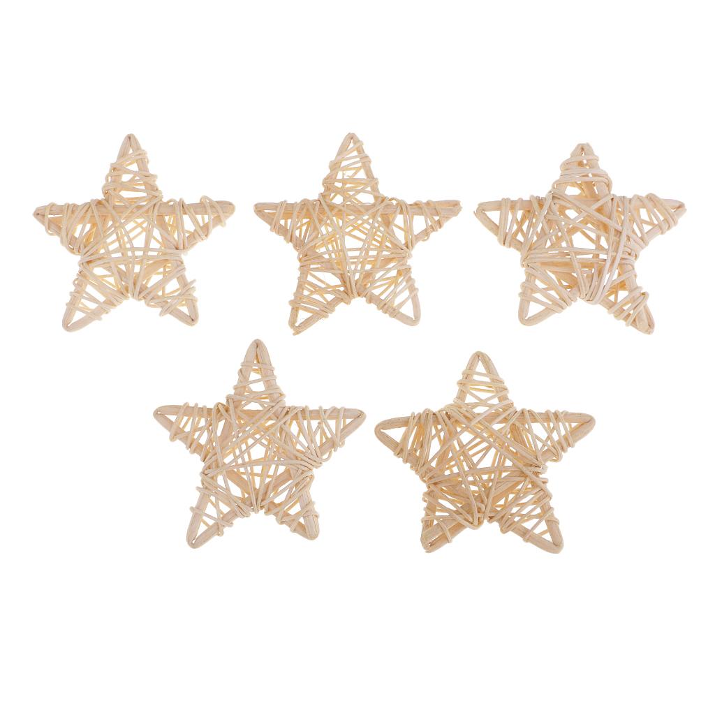 10pcs Natural Rattan Wicker Star Ball Christmas Ornaments 7cm Natural 