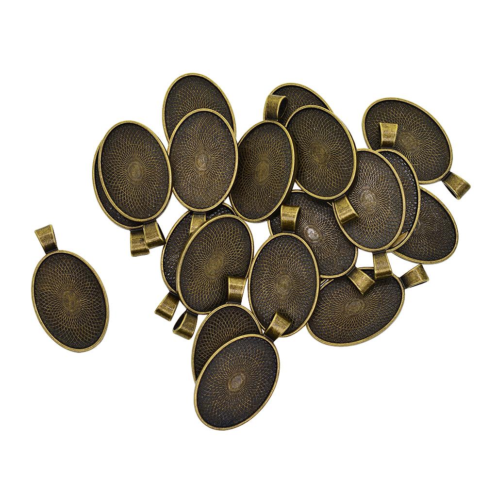 2x20 Pcs Alloy Cameo Jewelry Making Cabochon Base Setting Charm Pendants Trays