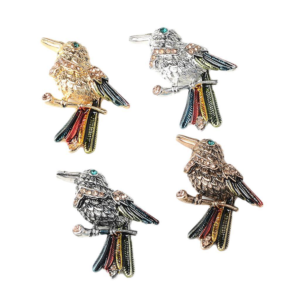 4 Stück Vogel Legierung Knöpfe Flatback Kristall Verzierungen Brosche