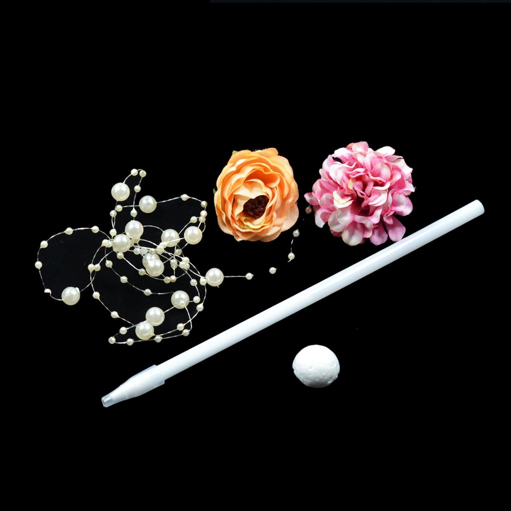 Handmade ballpoint pen ribbon bow bag ribbon flower pens pole sign pen for wedding advertising pens diy materials