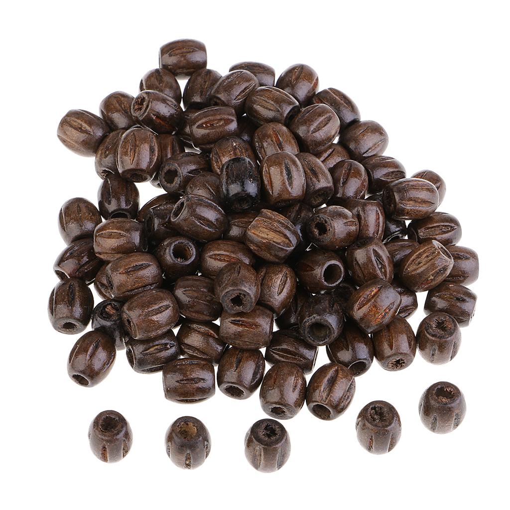 2x100 Pieces Carved Wooden Oval Beads Spacer Bead Jewelry Making Bracelet DIY