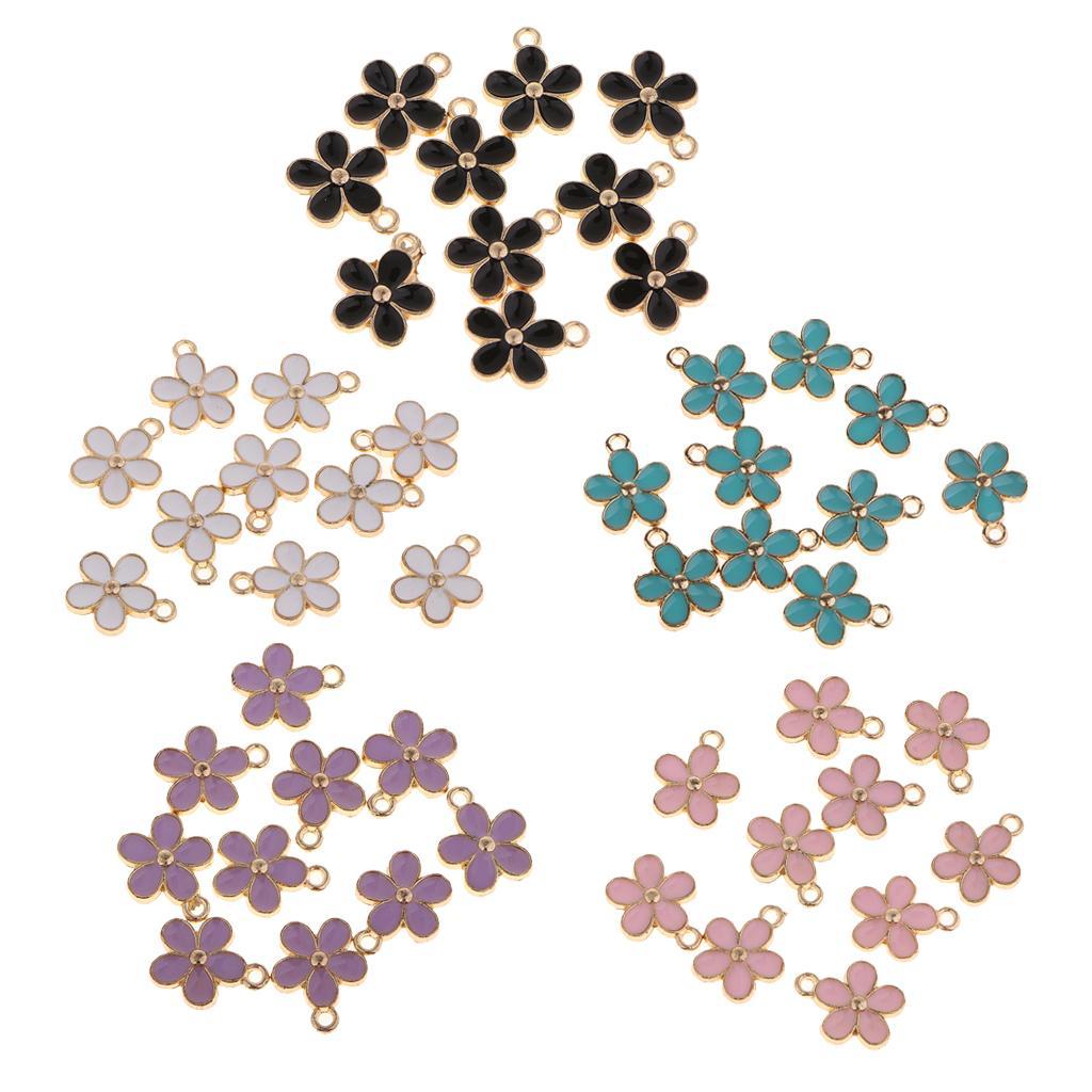 10x Enamel Charms Pendant Gold Flower Jewelry Making Bulk Wholesale