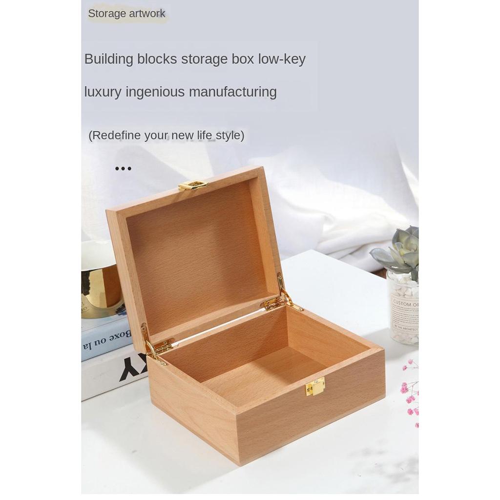 Unfinished DIY Wooden Jewelry Box Storage Treasure Case Organizers Lid Lock