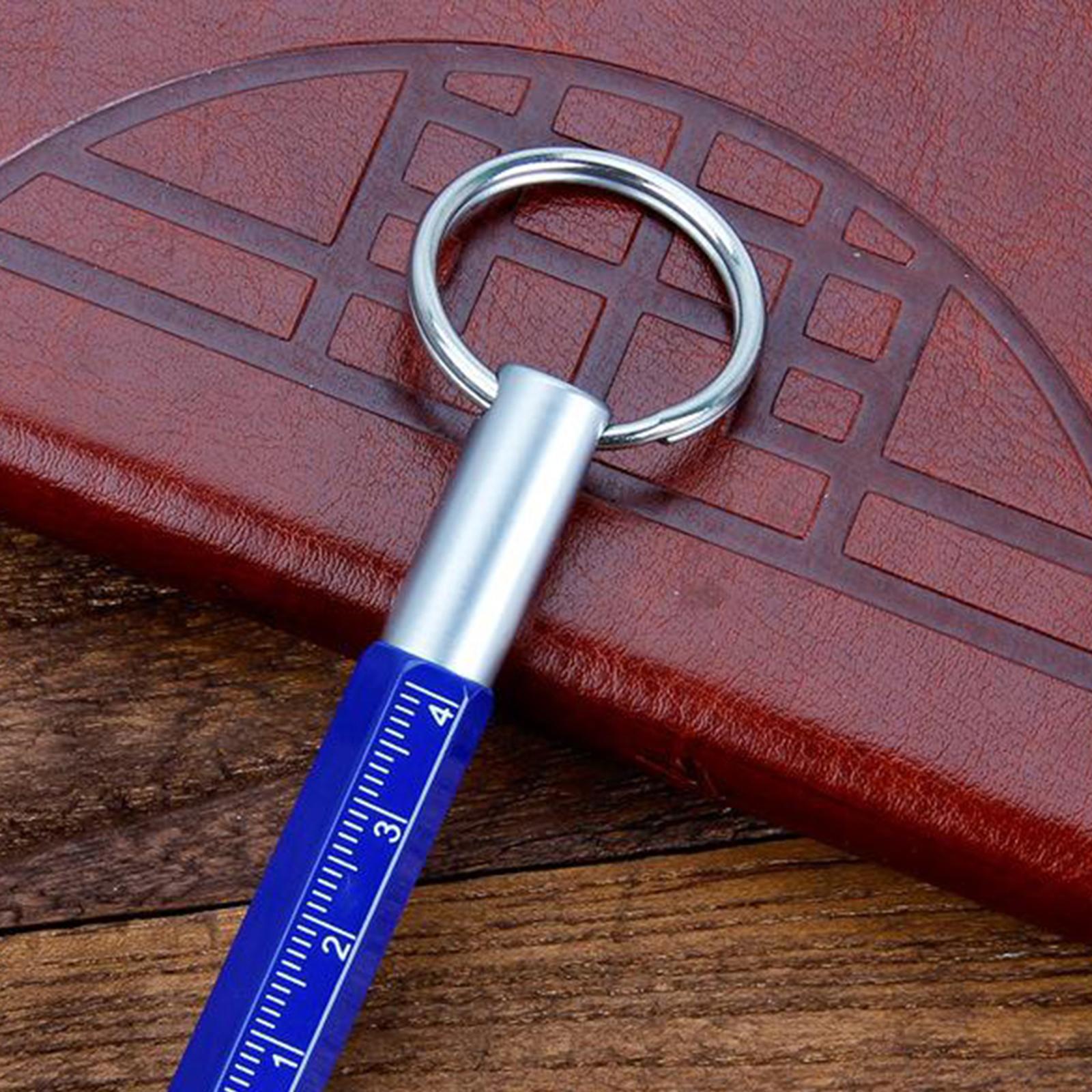 Multifunction Tool Ballpoint Pen 6 in 1 Ruler, Screwdriver Blue Key Chain