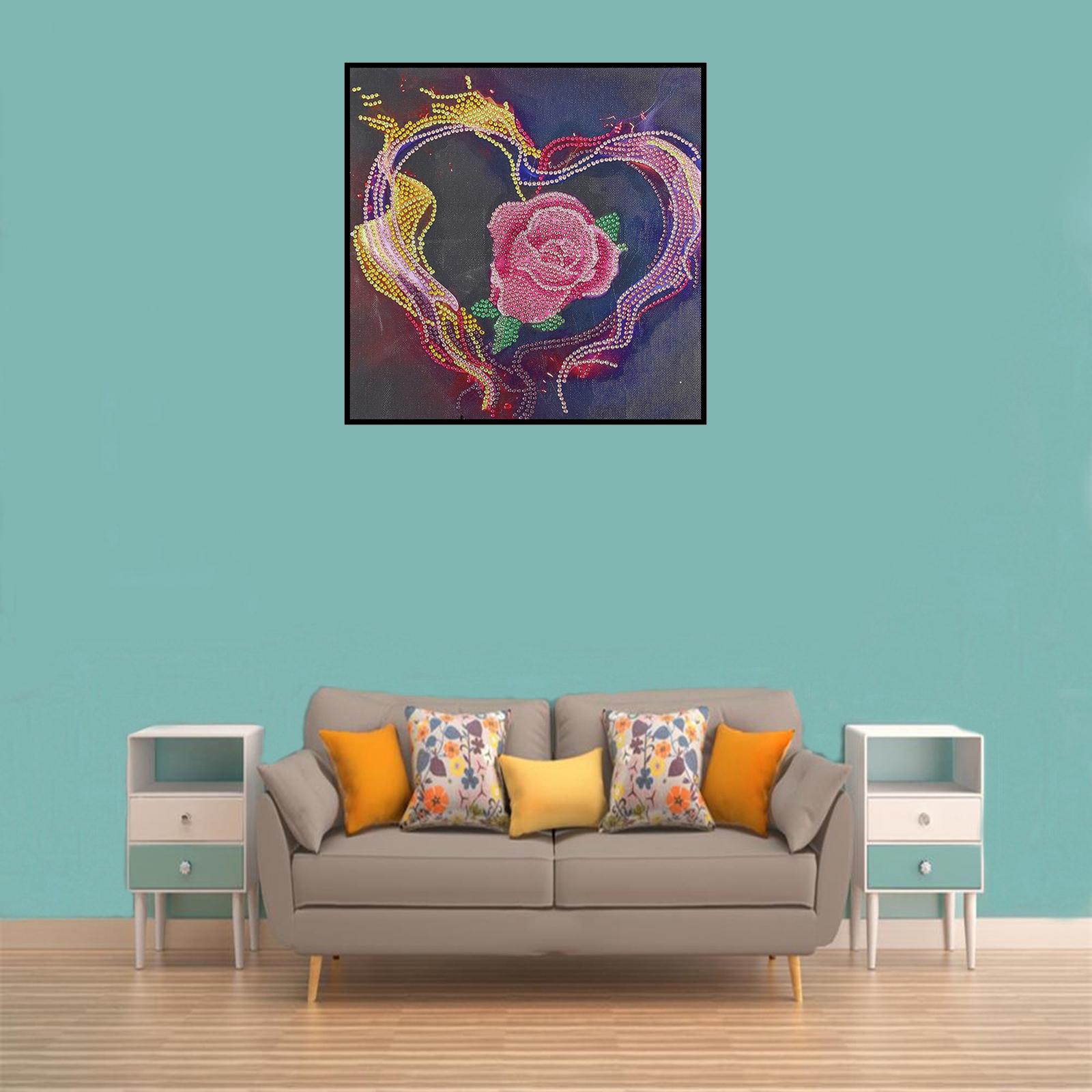 Partial Drill Diamond Painting Picture Wall Art Craft Rose Heart 30x30cm