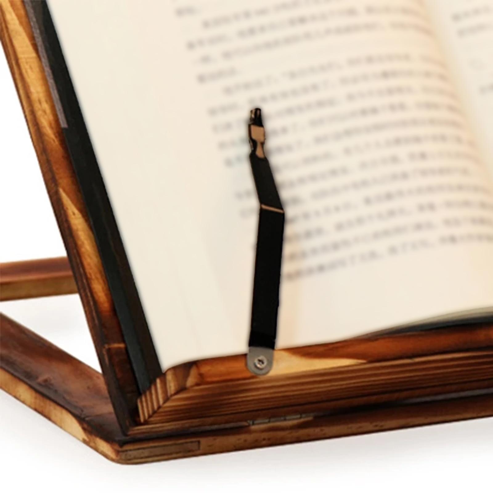 Wooden Book Stand with Page Paper Clip Page Holders Kitchen Textbook iron