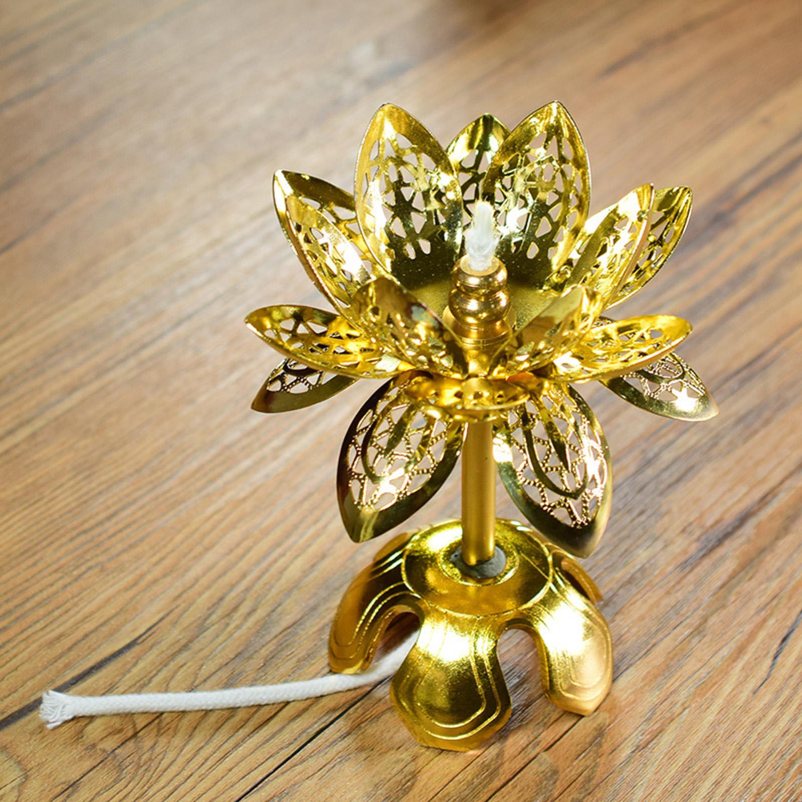 Oil Lamp Wick Holder Telescopic Lotus Alloy Temple Liquid Ghee Wick Holder