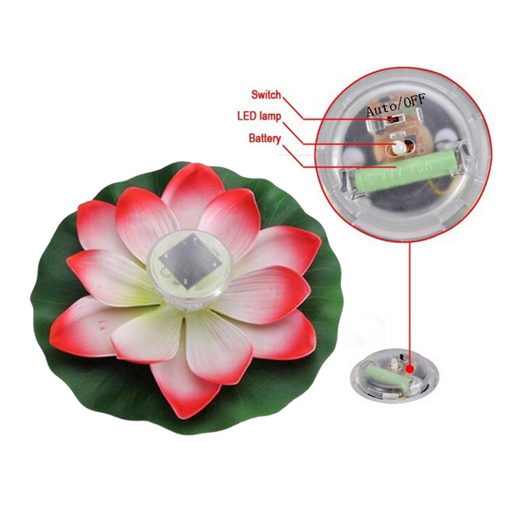 Solar Power Lotus Flower LED Lights Lamp Floating Pond ...