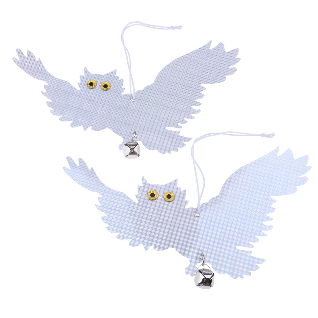 4 Pair Reflective Flying Owl Decoy & Bird Repellent Scarecrow Bird Deterrent