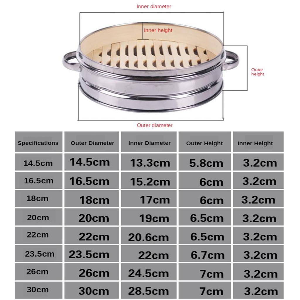 Stainless Steel Bamboo Dumplings Buns Steamer Basket Lid Pot 23.5cm Steamer