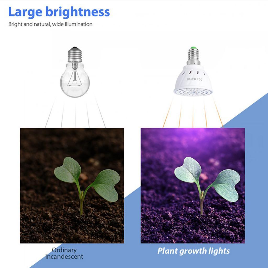 2xLed Plant Grow Light Bulbs Lamp Full Spectrum Sunlike E14_80Pcs Led