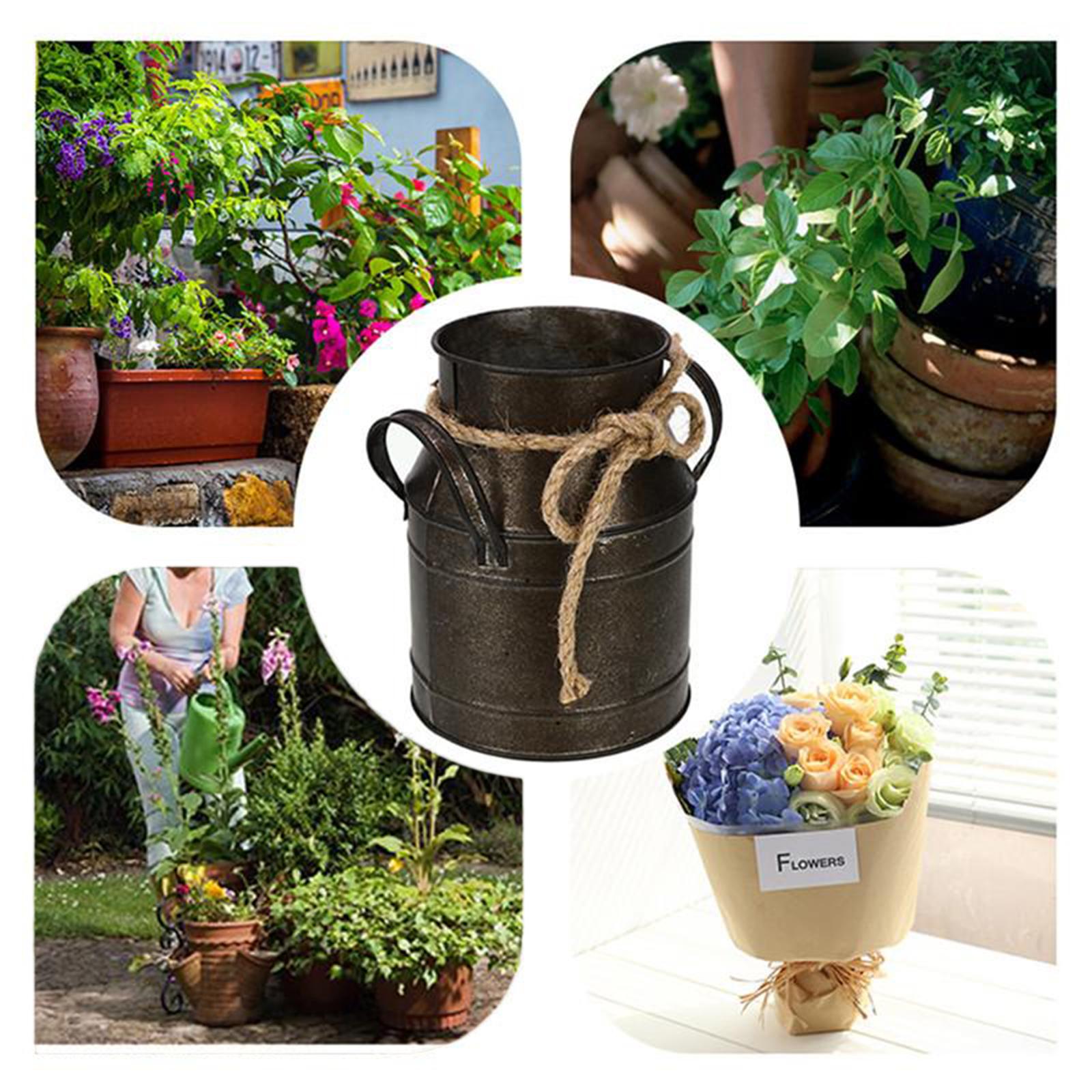 Retro Iron Flower Bucket Milk Can Flower Pot Rustic Style Farmhouse Vase
