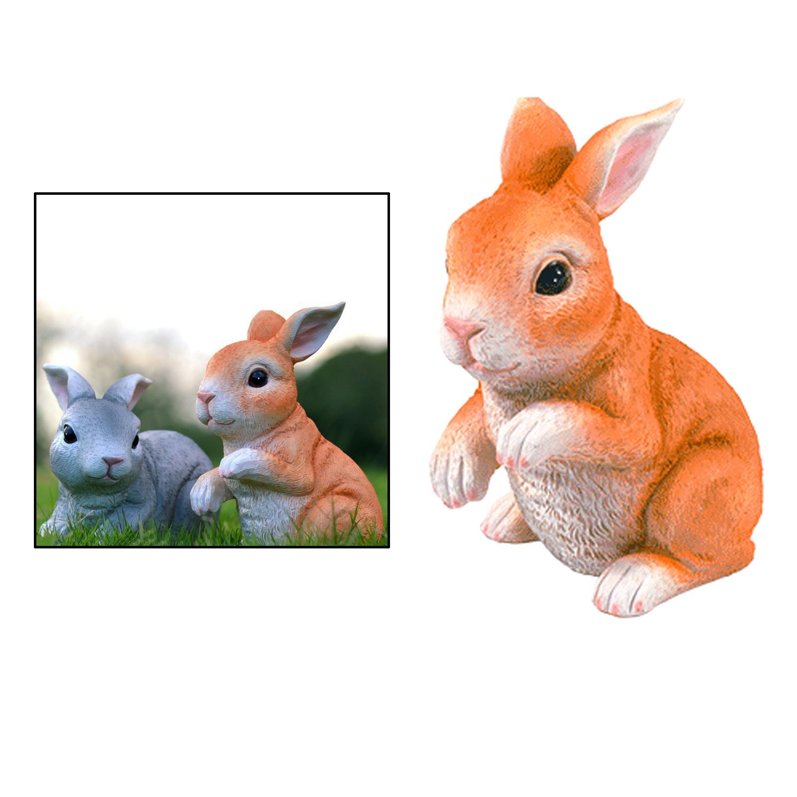 Bunny Rabbits Yard Garden Statues Figurines Easter  brown  6x4.4x7.4inch