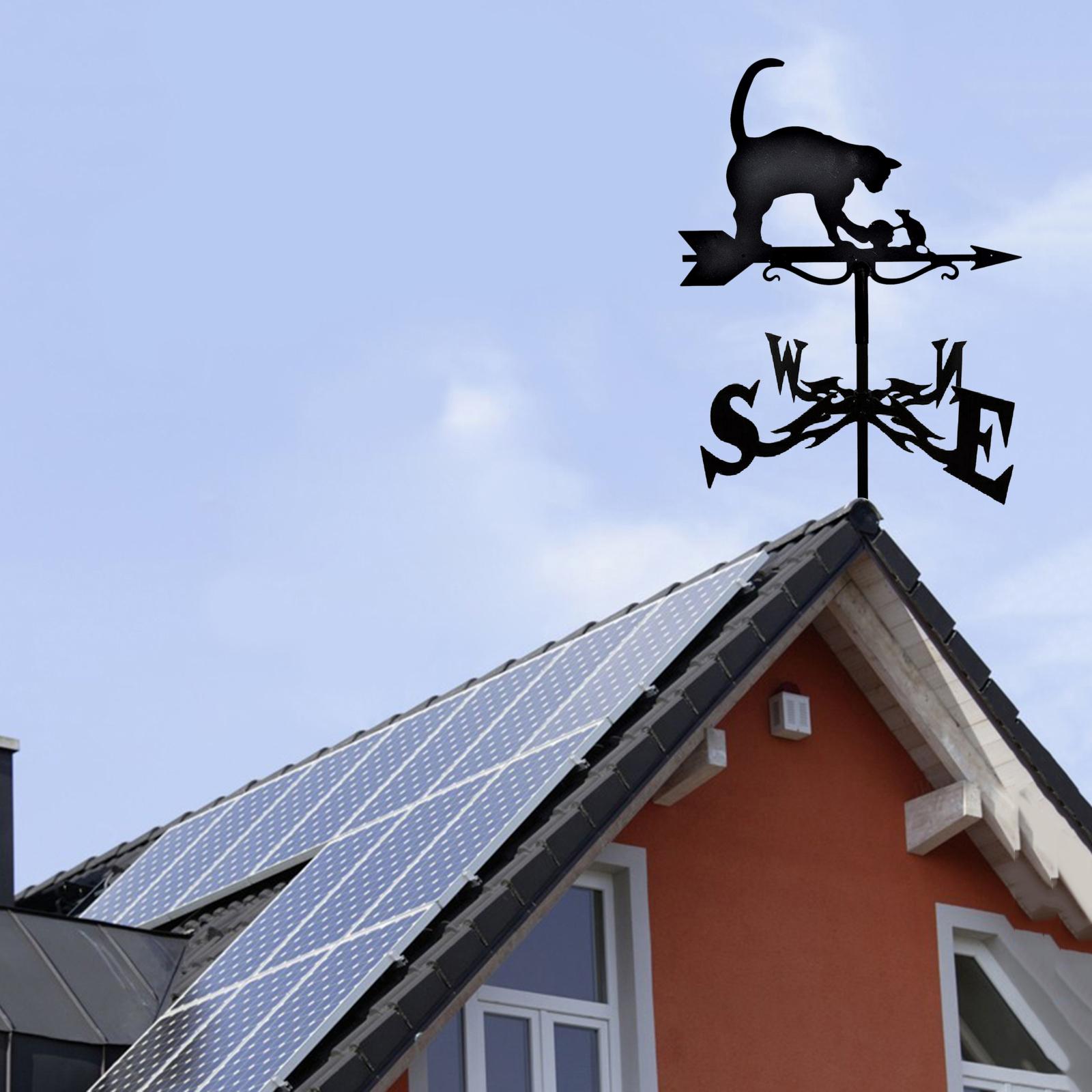 Retro Metal Weathervane Weather Vane Wind Direction Indicator Cat and Rat