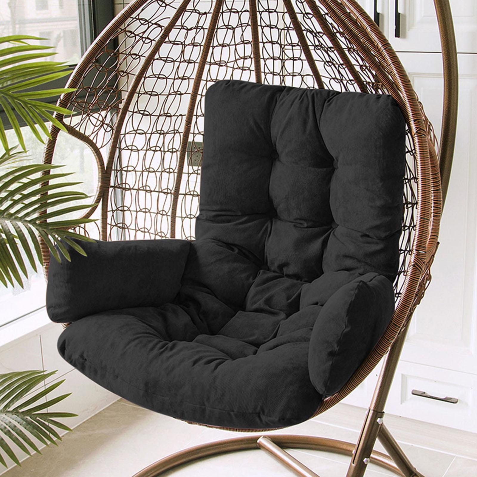 Swing Egg Chair Hanging Basket Chair Cushion for Courtyard Patio Black 