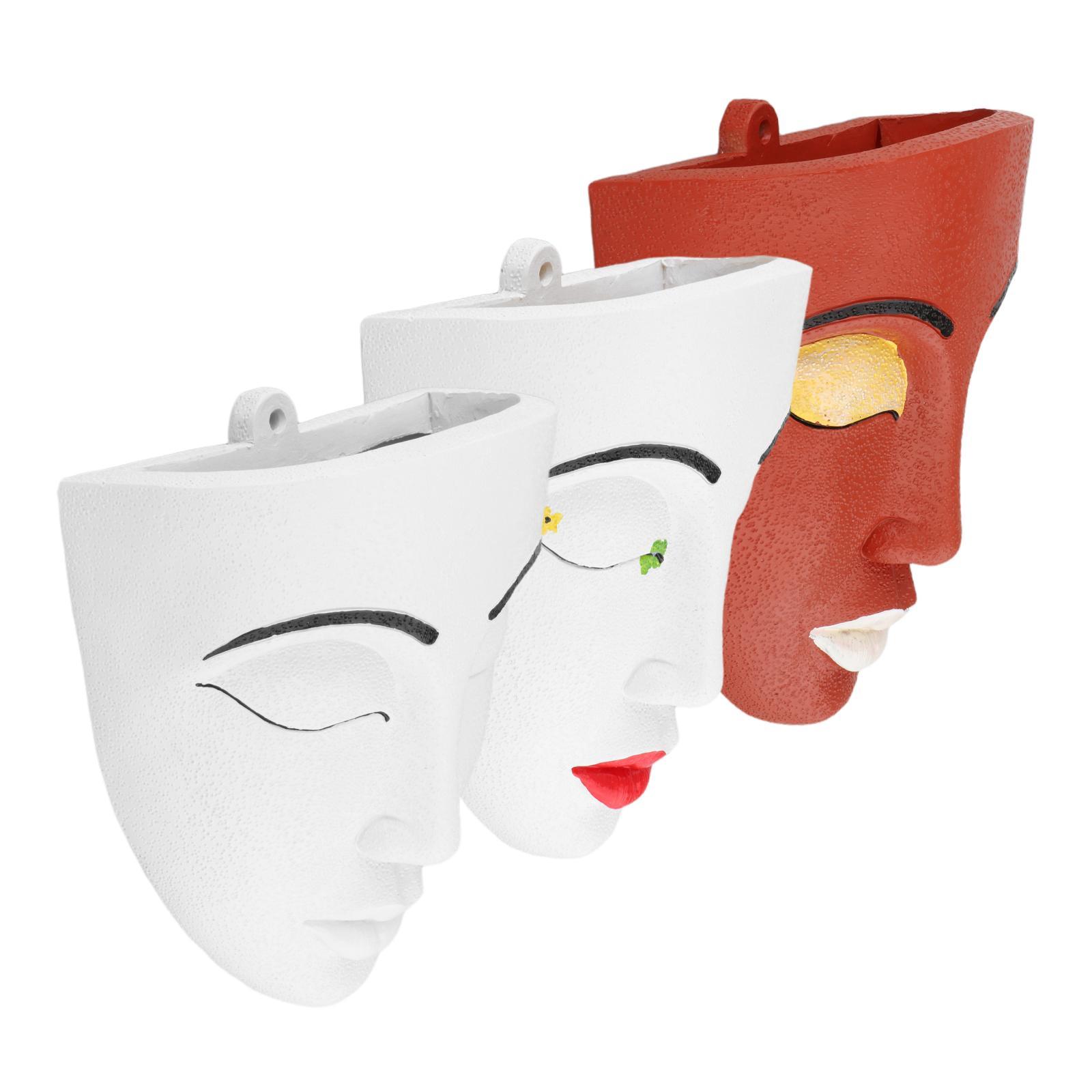 Female Face Flower Planter Pot Head Plant Resin Container Drainage Hole A