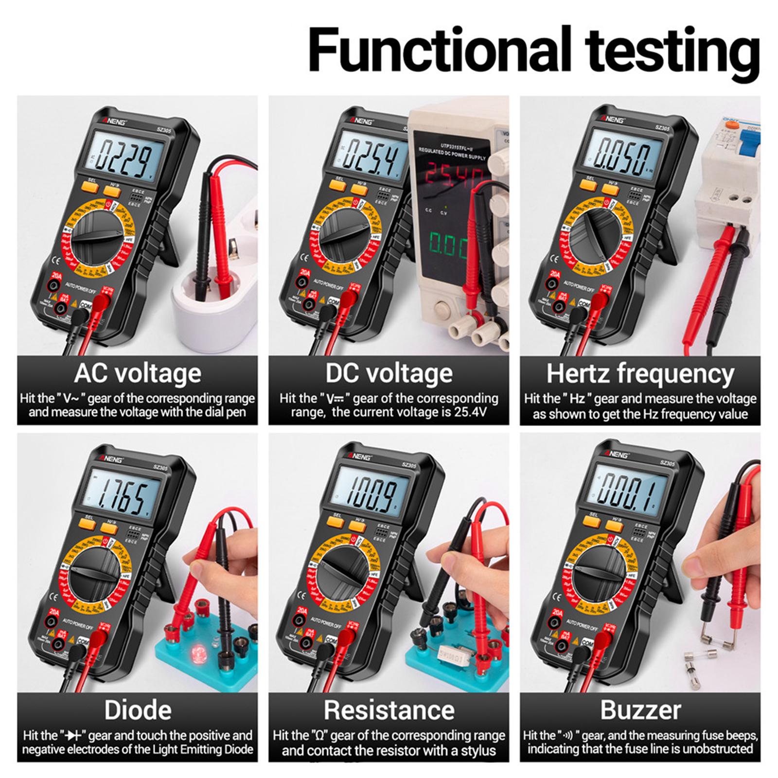Digital Multimeter Meansures Ncv Diode Auto Range Current Meter Tester A