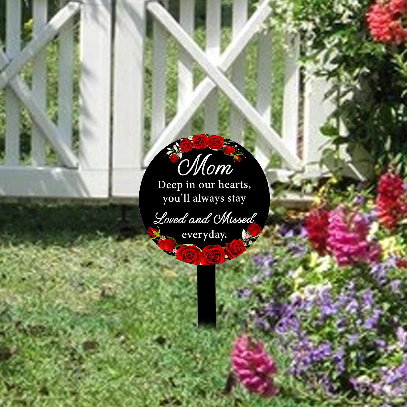 Memorial Remembrance Plaque Stake Courtyard Yard Funeral Cemetery Grave Sign Round