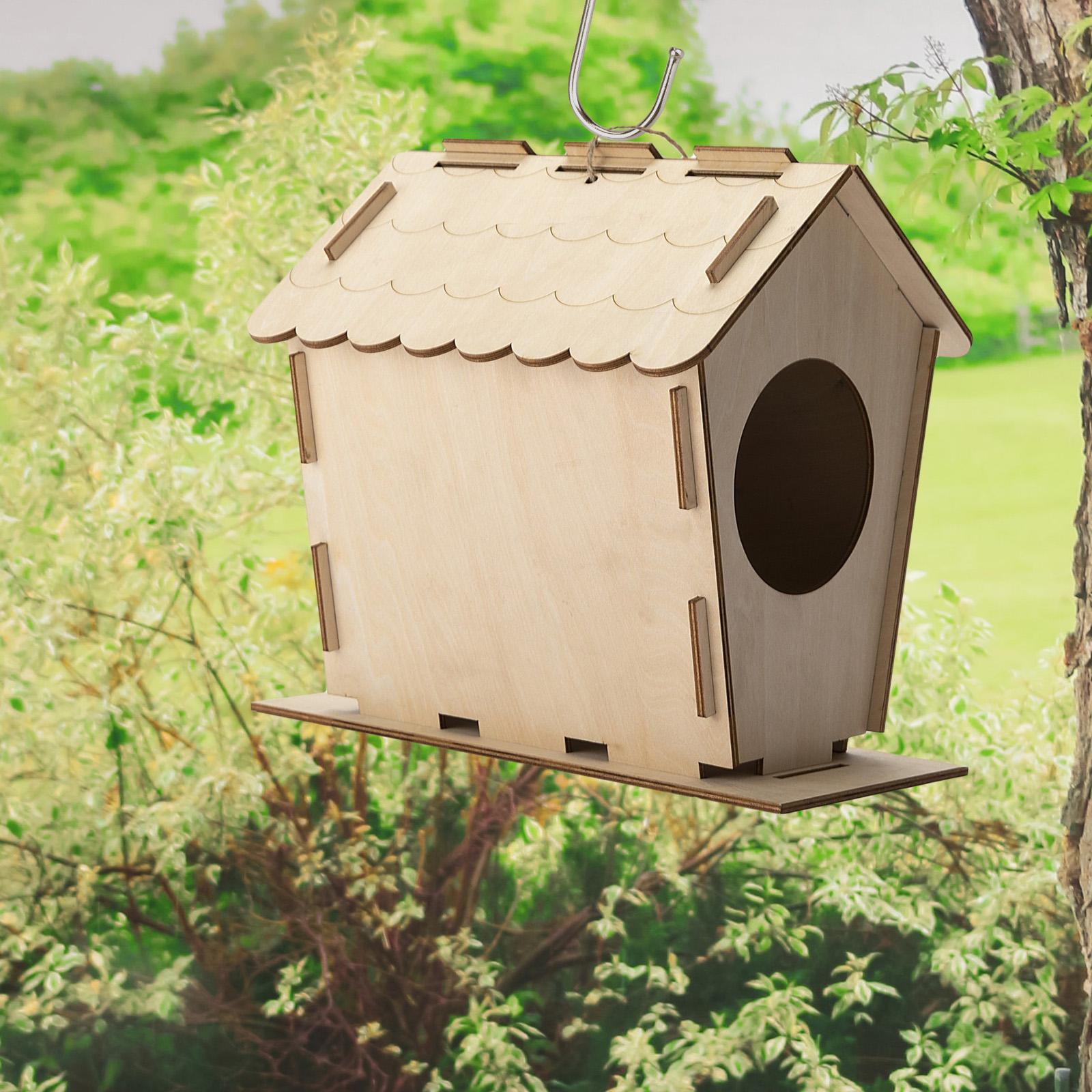 DIY Bird House Nesting Box Outside Parrots Patio Unfinished Wooden Bird Nest