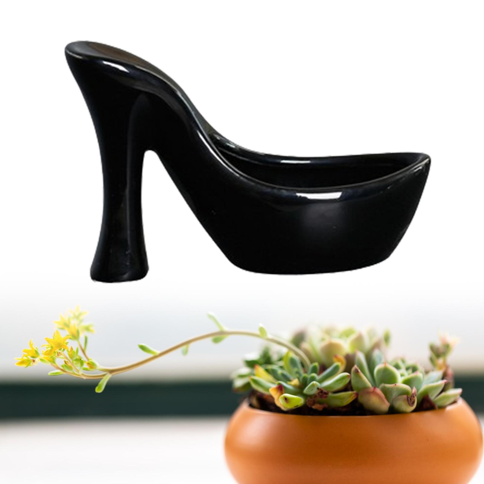 Ceramic Flowerpot Lightweight Cute Desktop Flowerpot for Garden Balcony Yard Black