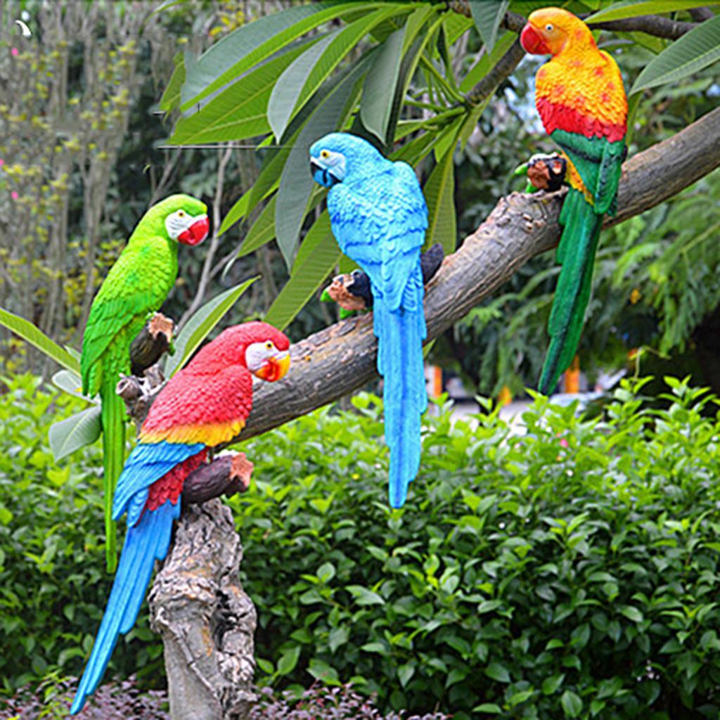 Large Parrot Ornament Animal Model Toy Outdoor Garden Tree ...