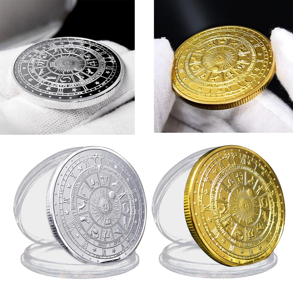 2xTarot Commemorative Coin Lucky Divination Metal Antique Souvenir Art  Silver