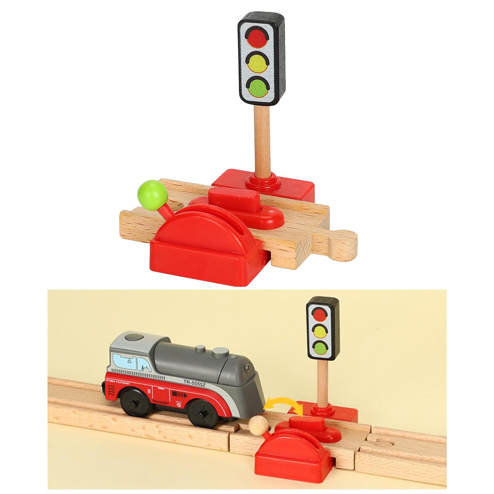 Kids Wooden Train Accessories Building Play Set Toy Crossroad