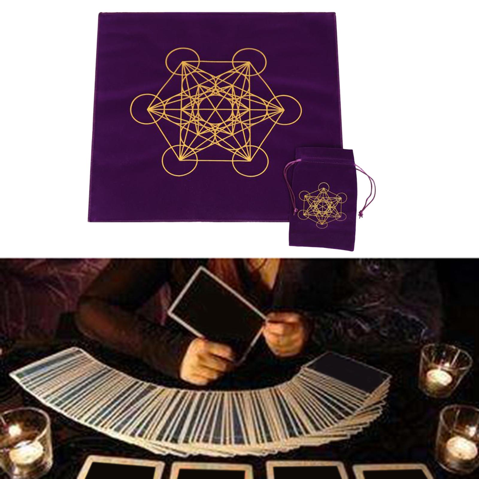 Tarot Card Tablecloth Foldable Flocking for Tarot Enthusiasts Divination Purple C
