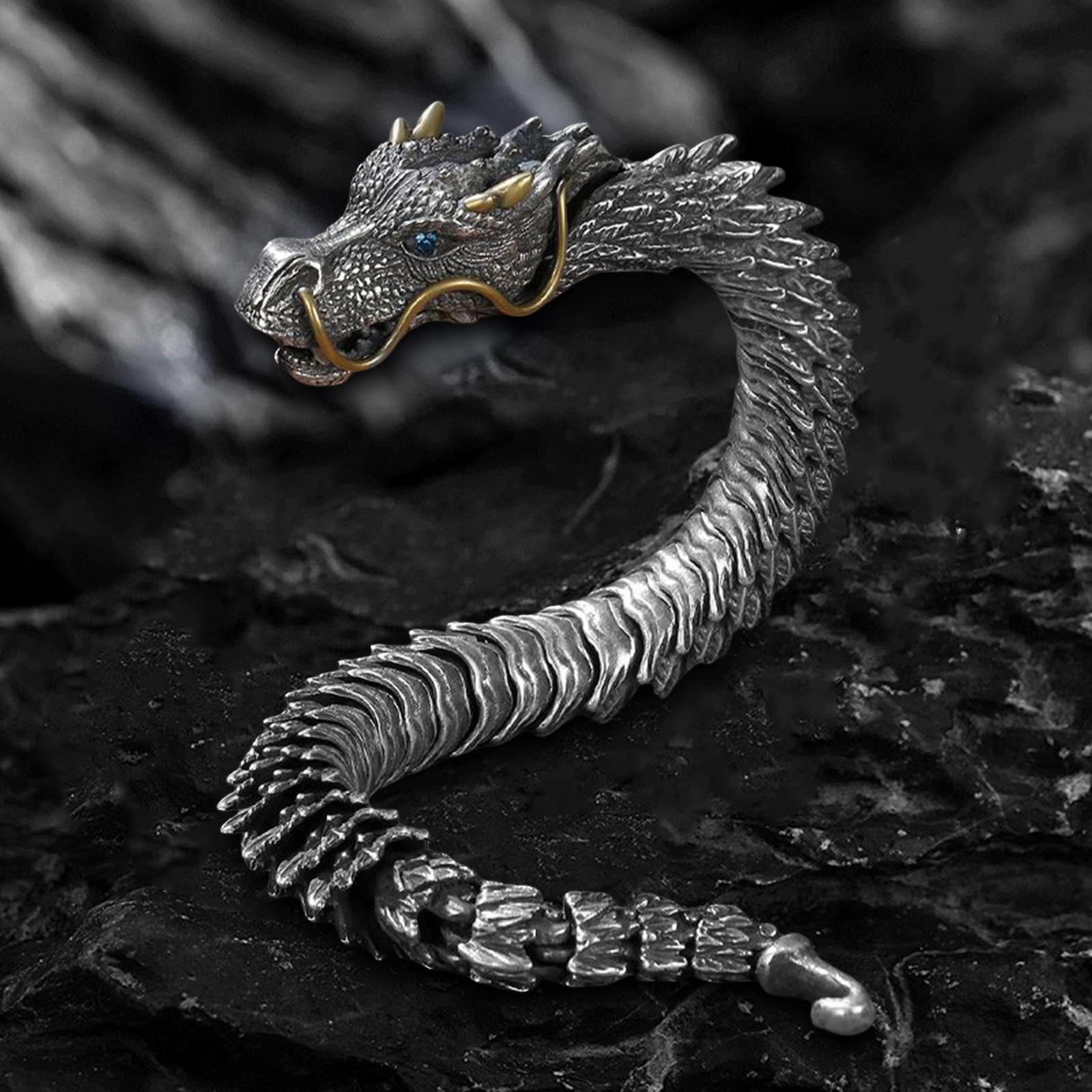 Retro Dragon Scale Bracelet Hip Hop Jewelry Chunky Fashion Bikers 22cm