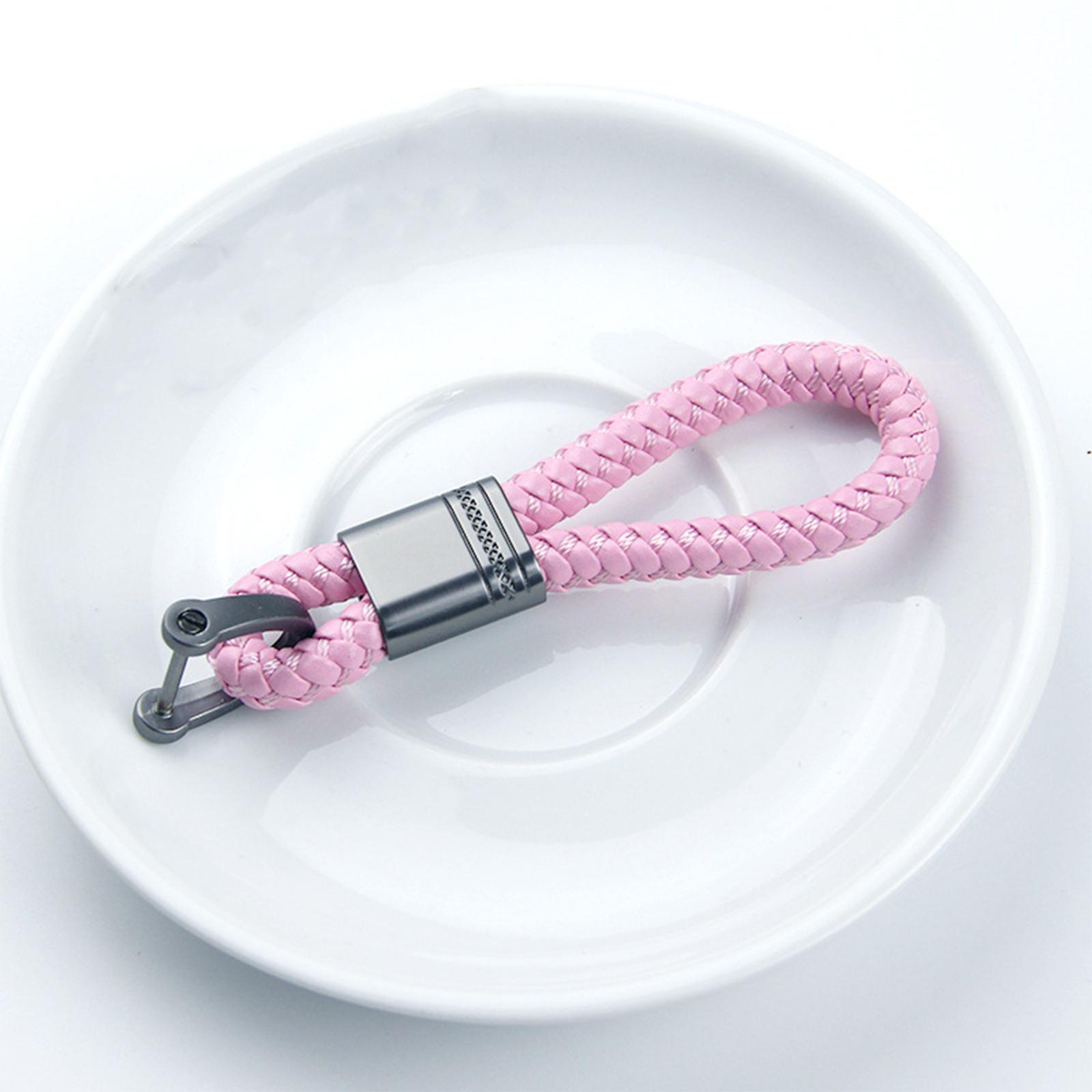 Braided Rope Key Chain Wristlet Bracelet Keychain Lanyard Car Key Chain Pink