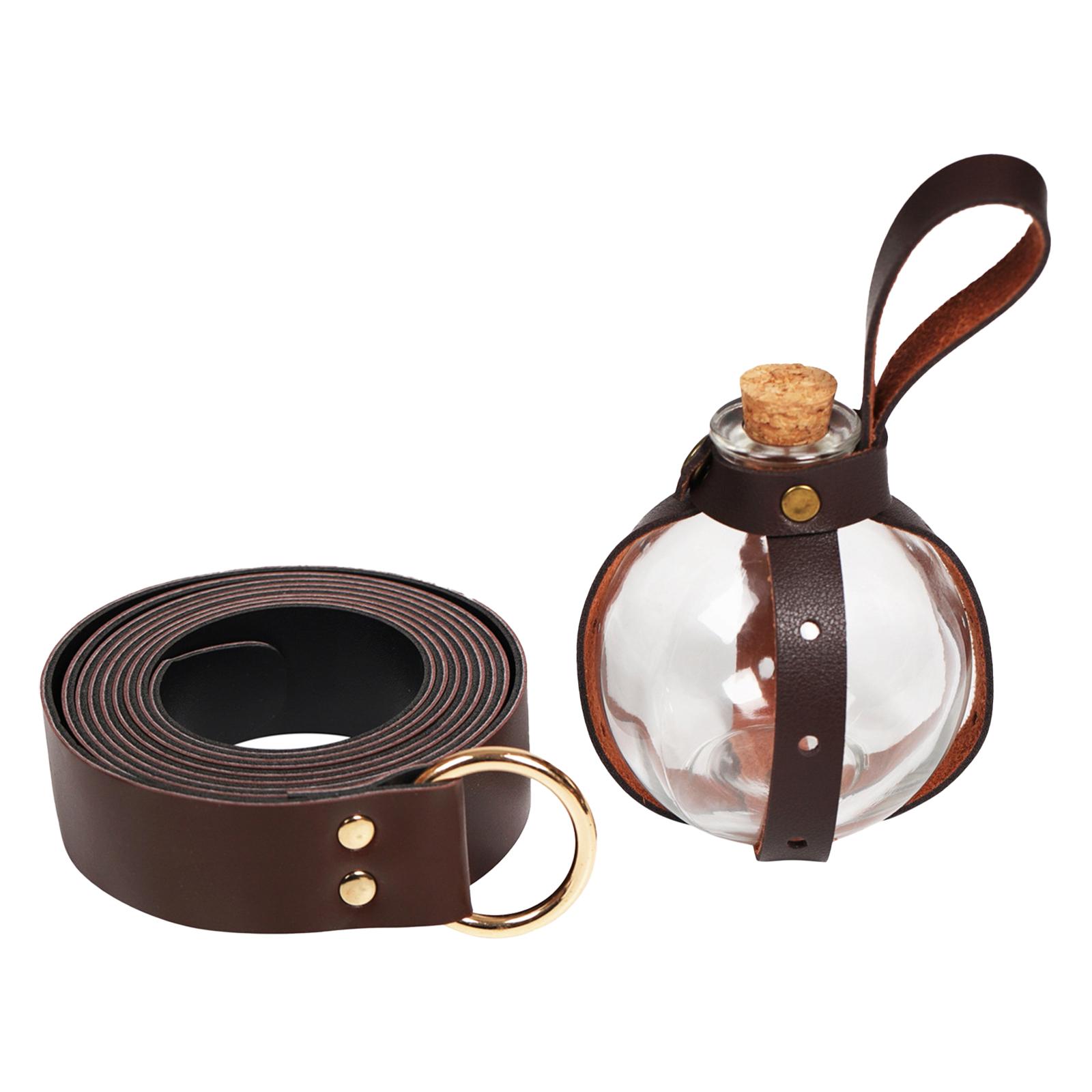 Viking Belt Viking Cosplay Handmade Halloween PU Leather Medieval Belt holes brown