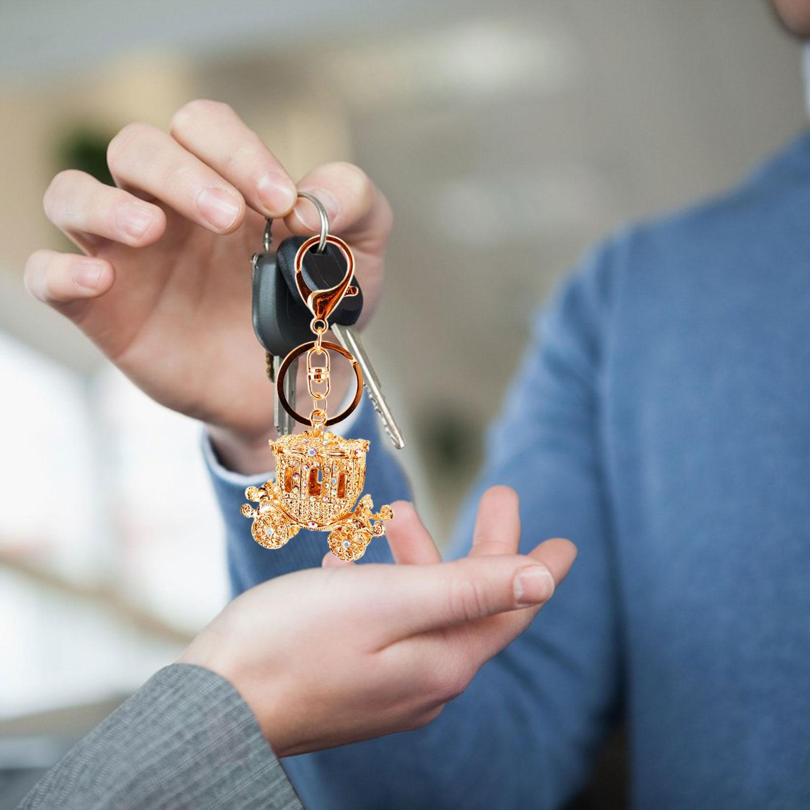 Pumpkin Keychain Keyring Purse Gift Rhinestone Keychain for Girls Kids Women