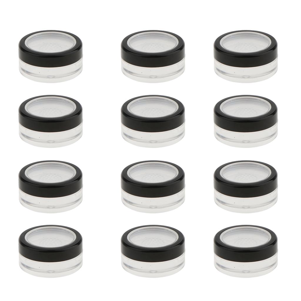 4x12PCS Plastic Empty Loose Powder Jar Pot Box Cosmetic Container Sifter Case