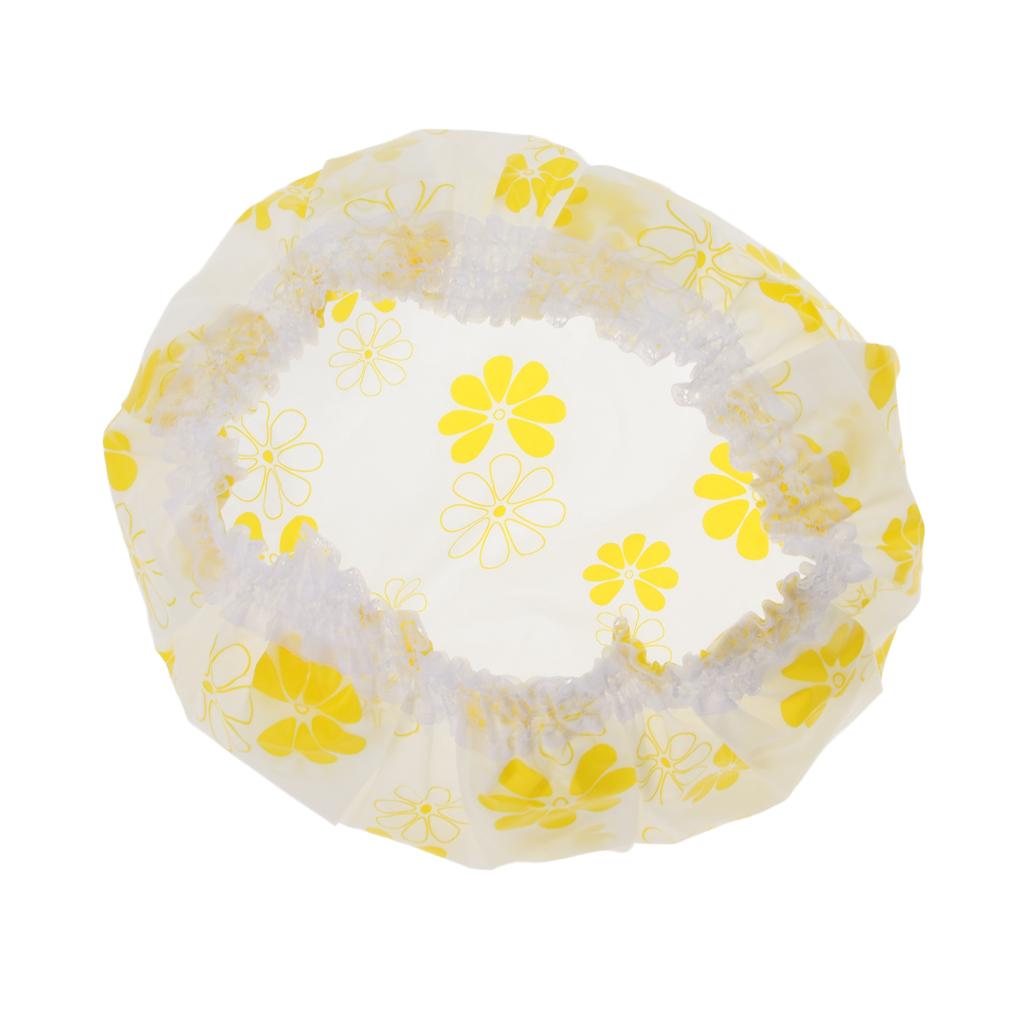 Waterproof Elastic Shower Cap Bath Salon Hair Head Makeup Cover Hat Yellow
