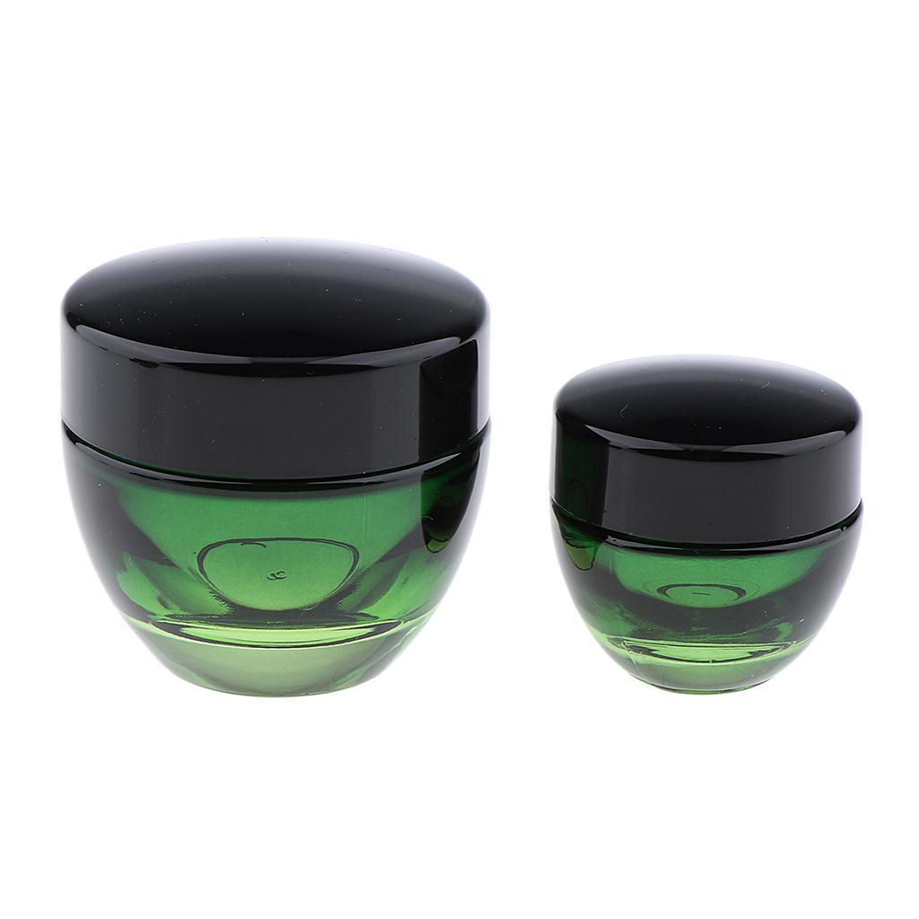 Download 2pcs Ombre Green Glass Cosmetic Bottle Facial Cream Jar ...