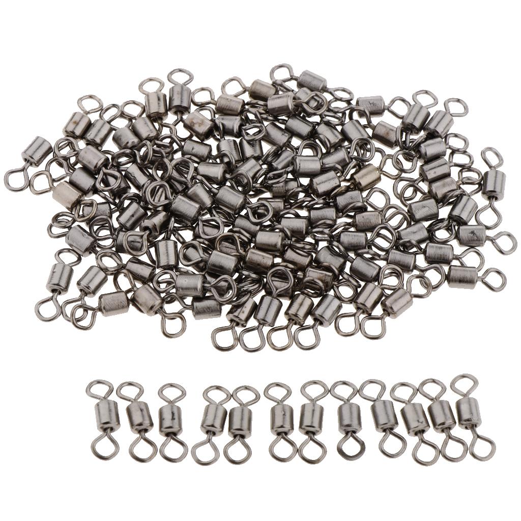100pcs Fishing Barrel Bearing Rolling Swivel Solid Ring Connector Snap 5