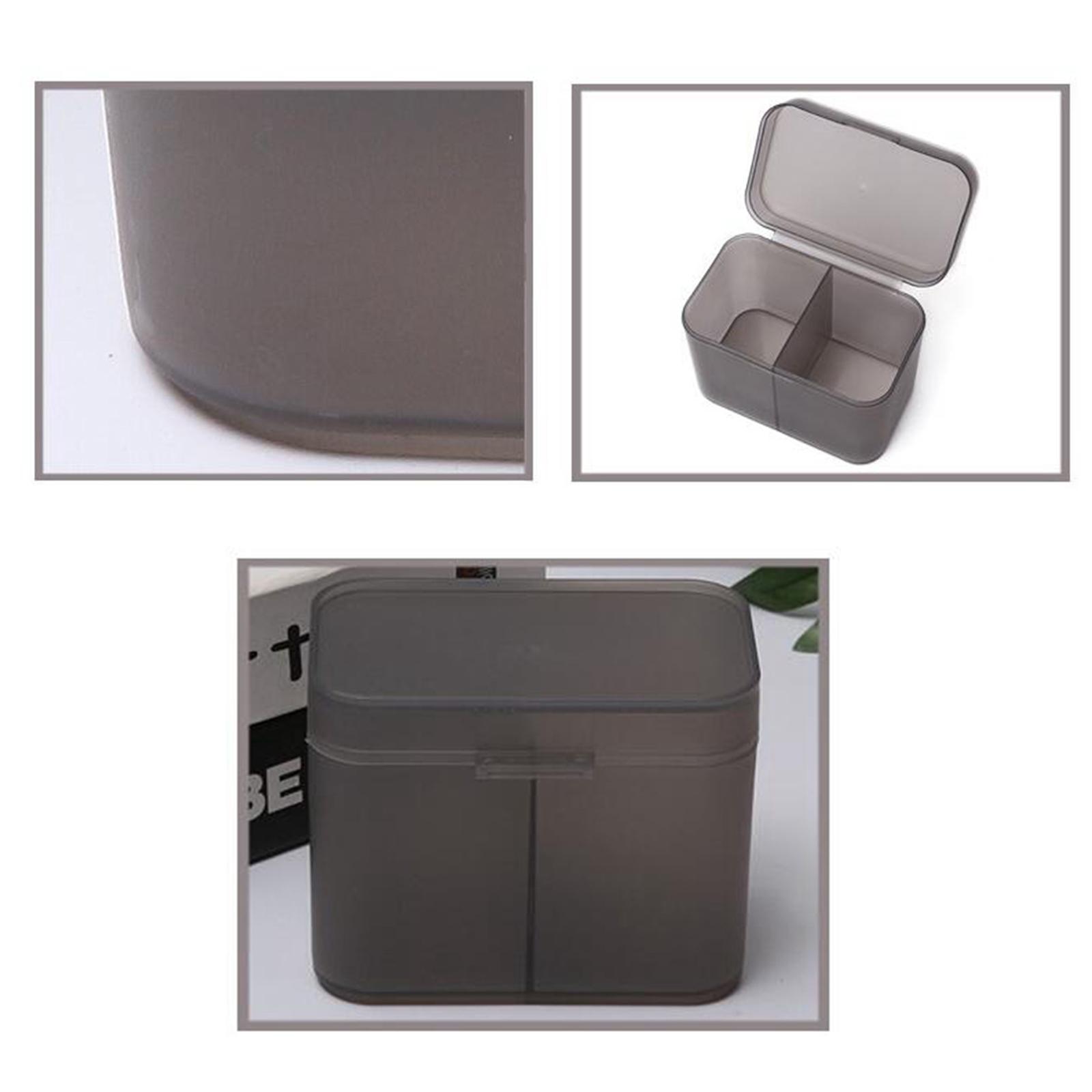 2xPlastic Organizer Holder Cotton Swab Nail Towels Makeup Pads Storage Gray