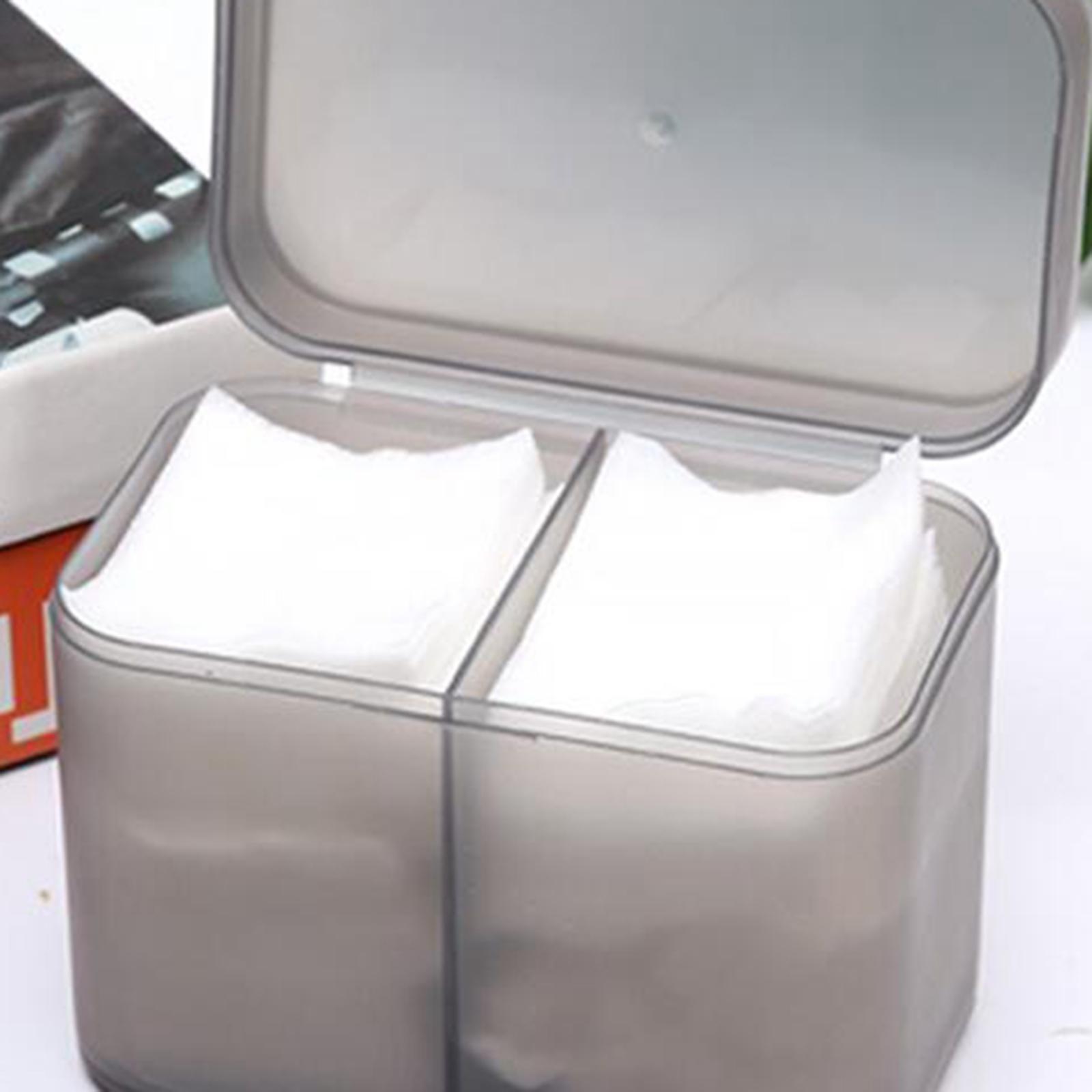 Plastic Organizer Holder Cotton Swab Nail Towels Makeup Pads Storage Gray