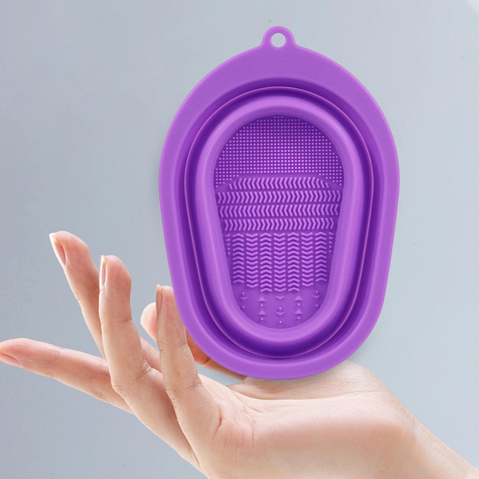 Mini Brush Cleaning Gel Mat Scrubber Professional Cosmetic Brush Purple
