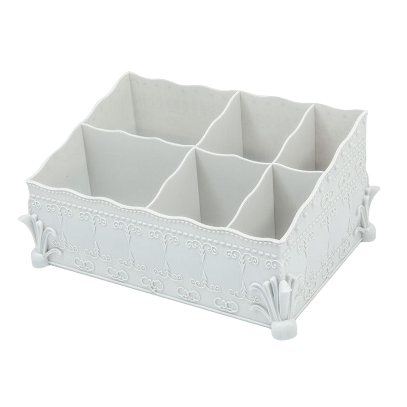 6 Grids Desktop Organizer Multifunctional Dresser Cosmetic Storage Box Gray