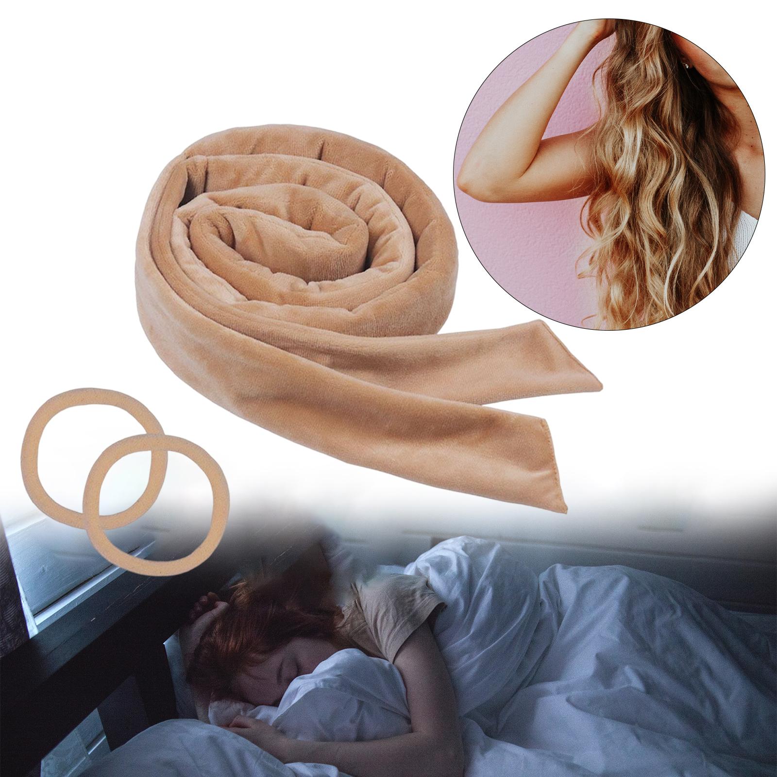 Women Heatless Curling Rod Headband with Scrunchies hair Styling Tools Coffee