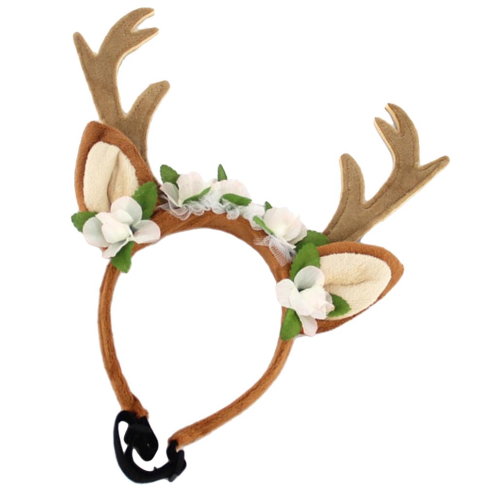 Pet Dog Cat Christmas Headband Reindeer Antlers Head Loop Headwear with