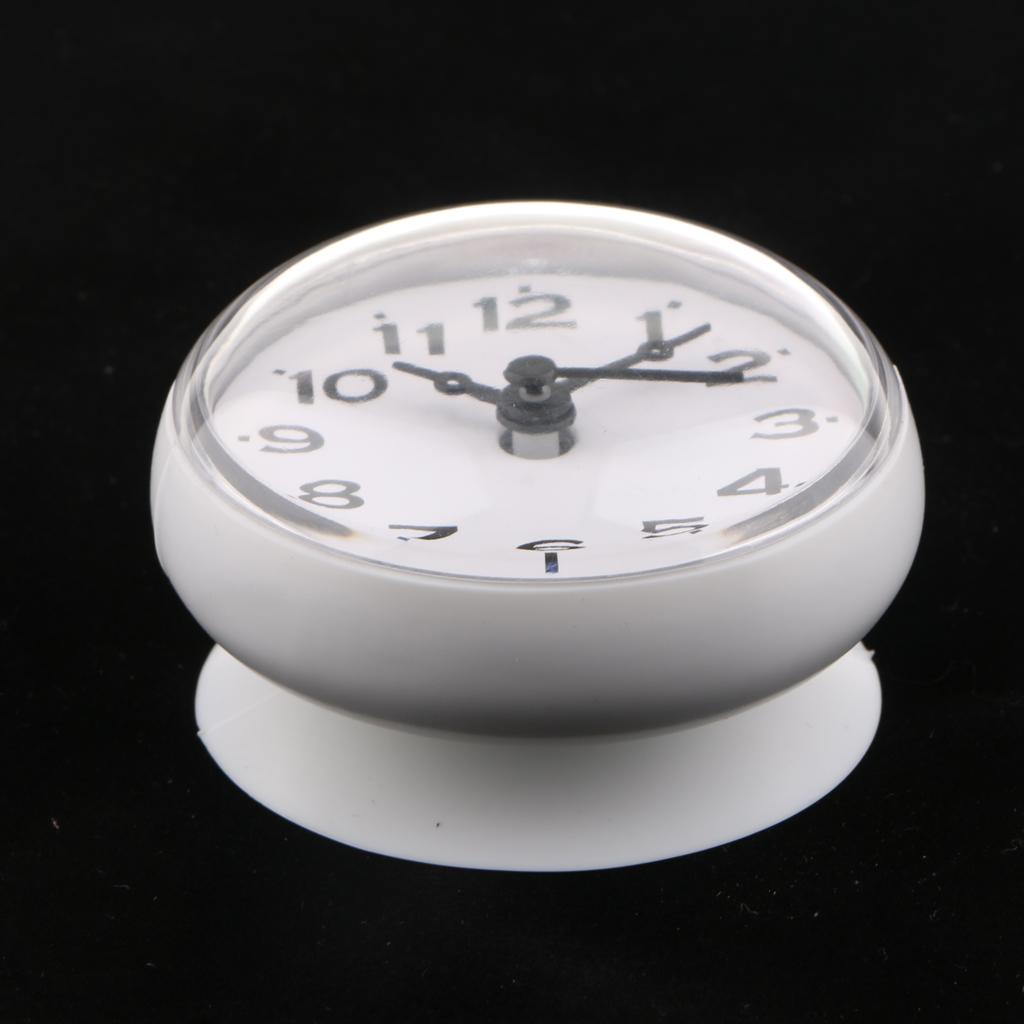 2xSilicone Waterproof Kitchen Bathroom Bath Shower Suction Cup Clock White